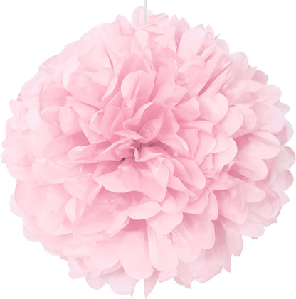 Lovely Pink Solid Hanging Tissue Pom Poms,16", Elegant & Versatile Decor - Perfect for Weddings, Baby Showers, Parties & Events