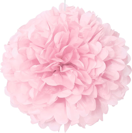 Lovely Pink Solid Hanging Tissue Pom Poms,16", Elegant & Versatile Decor - Perfect for Weddings, Baby Showers, Parties & Events