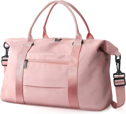 TOPBAG Travel Duffle Bag, Waterproof Weekender Carry On Tote Bags for Women, Sport Gym Bag for Men, Hospital Bag for Labor and Delivery, Overnight Luggage Bag with Trolley Sleeve Coral Pink