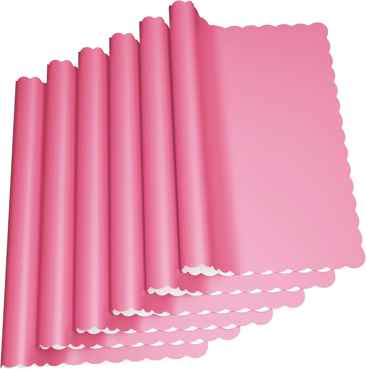 Paper Placemats - Disposable - Scalloped Edge (100, Pink)