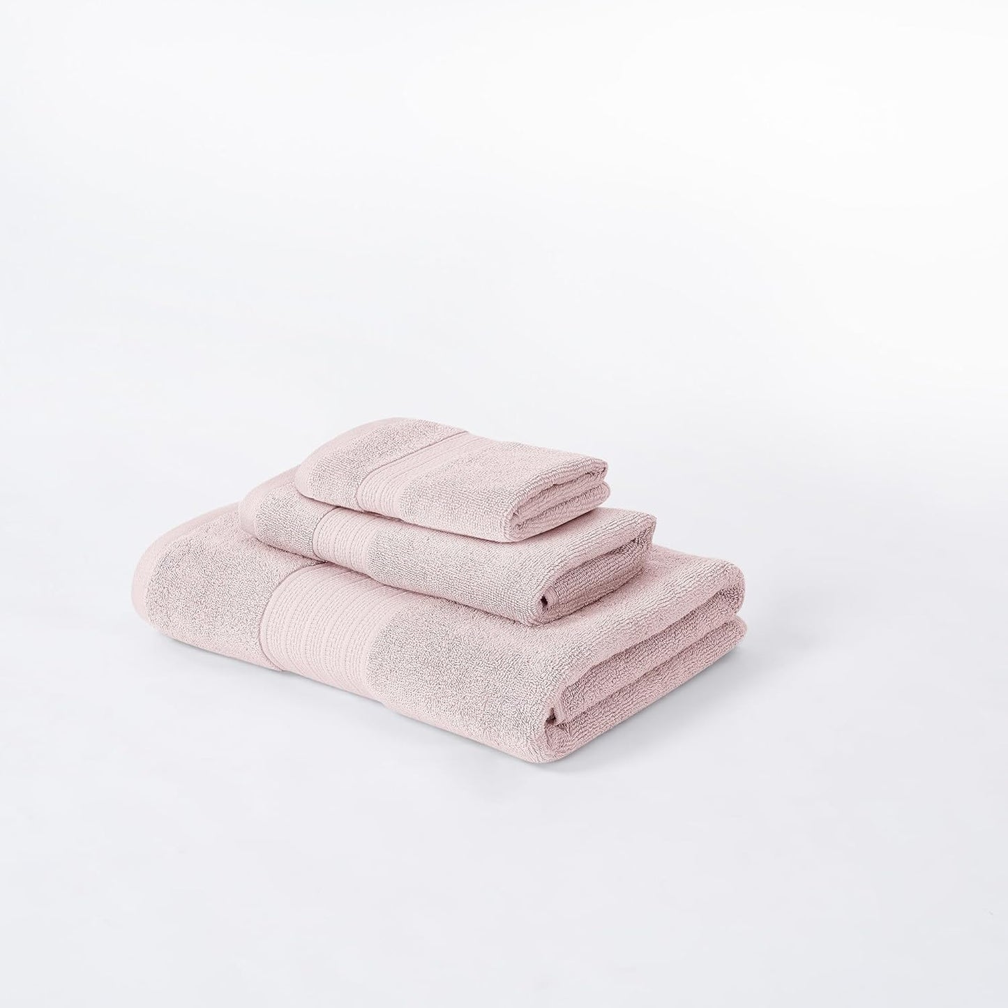 Modern Threads Allie 6-Piece 100% Cotton Towel Set – Jacquard Floral Border – Includes 2 Bath Towels, 2 Hand Towels, 2 Washcloths – Absorbent, Quick Dry, Soft & Durable – Blush Pink