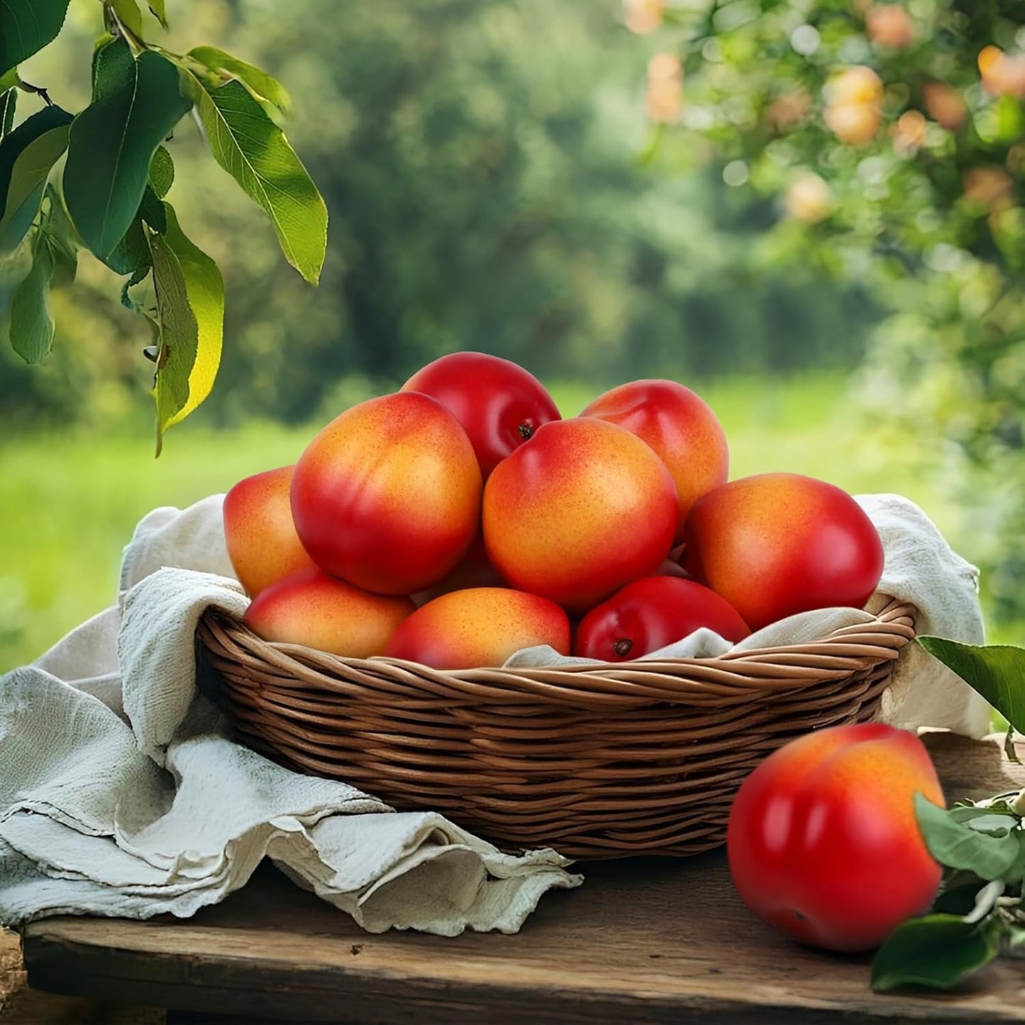 Gresorth 6pcs Artificial Peach Decoration Fake Nectarine Fruit Display Faux Lifelike Fruits Ornament Home Party Kitchen Christmas