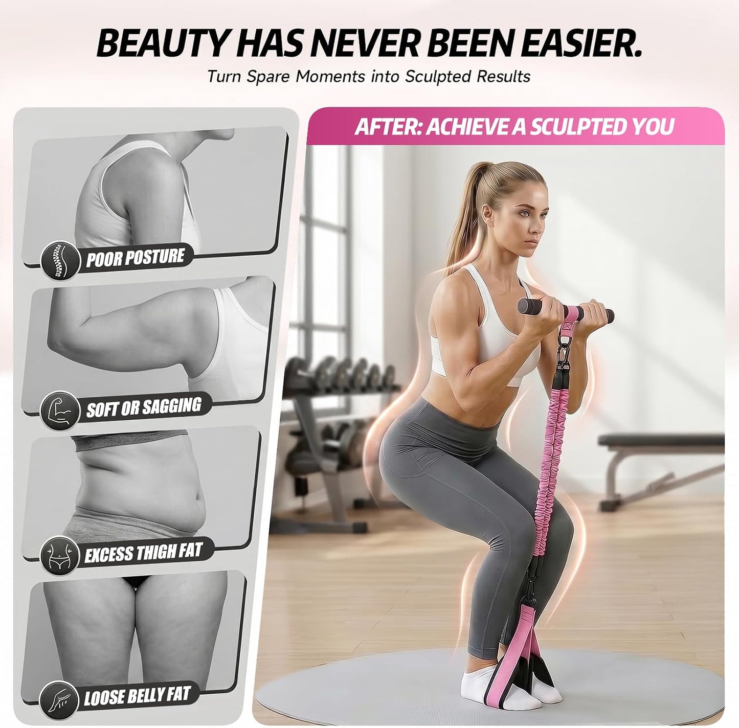 Upgraded Pedal Resistance Band with Handle, Adjustable Exercise Bands for Home Workout, Portable Fitness Equipment for Abs, Arms, Legs & Full Body Training