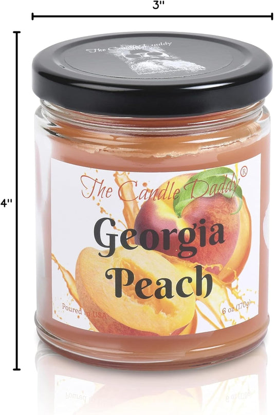 Georgia Peach - Southern Peach Fruit Scented Melt- Maximum Scent Wax Jar Candle- 6 Ounces- Gift for Women, Men, BFF, Friend, Wife, Mom, Birthday, Sister, Daughter, Anniversary