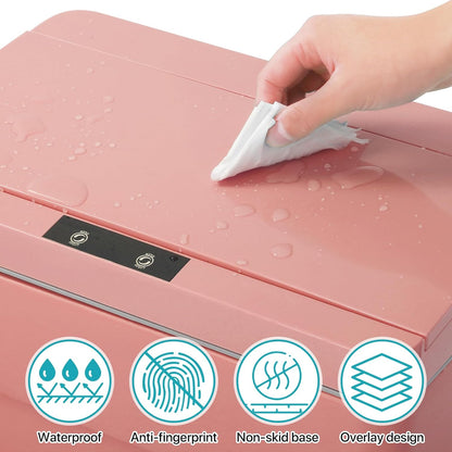 Dkeli Automatic Trash Can 13 Gallon Kitchen Trash Can for Bathroom Bedroom Home Office High-Capacity Plastic Touch Free Garbage Can with Lid Waste Bin 50 Liter, Pink
