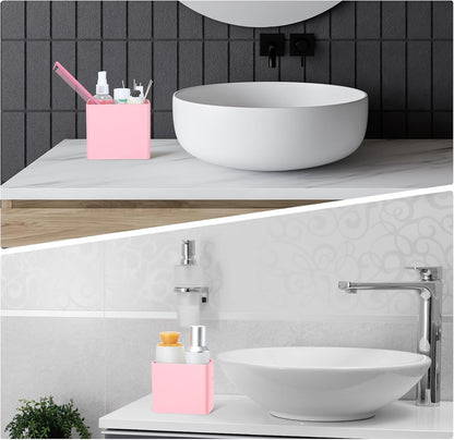 Suclain 4 Pcs Wall Mounted Organizer Non-drilling Adhesive Floating Shelf Wall Bin Organizer Hanging Storage Containers for Bedroom Bathroom Kitchen Office (Pink)