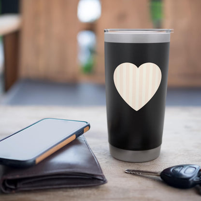Pastel Soft Peach Alabaster White Striped Pattern Aesthetic Stainless Steel Insulated Tumbler