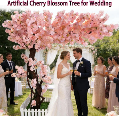 Large Artificial Cherry Blossom Trees Pink 6.6ft for Indoor Outdoor Home Decor,Tall Fake Japanese Cherry Blossom Wishing Trees for Living Room Garden Party,Wedding,Courtyards,Centerpieces