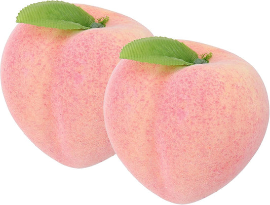 PATIKIL 2 Pcs Artificial Peach, Foam Simulation Fake Peach Lifelike Realistic Faux Fake Fruit Model for Home Kitchen Party Decoration, Photography Props