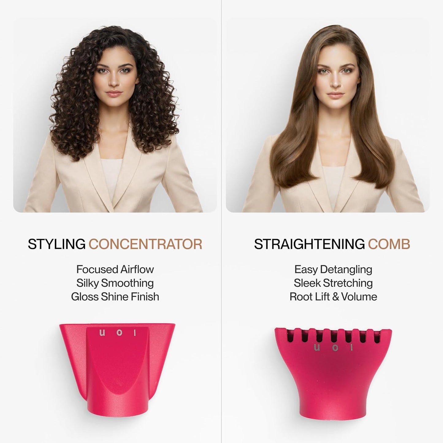 Cocco Nano Pro Hair Dryer, Ultra Lightweight, Ionic Intel System, Ceramic Spheres Technology, Professional Performance, Pink