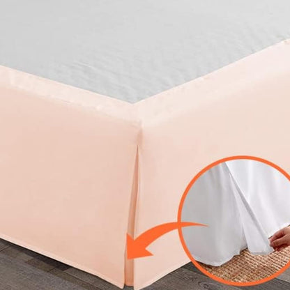 Queen Size Bed Skirt Peach Box Pleated Bedskirt with 14"" Drop Length- Pure Cotton 600 Thread Count Premium Finish with Split Corner, Light Weight, (60 X 80) Queen