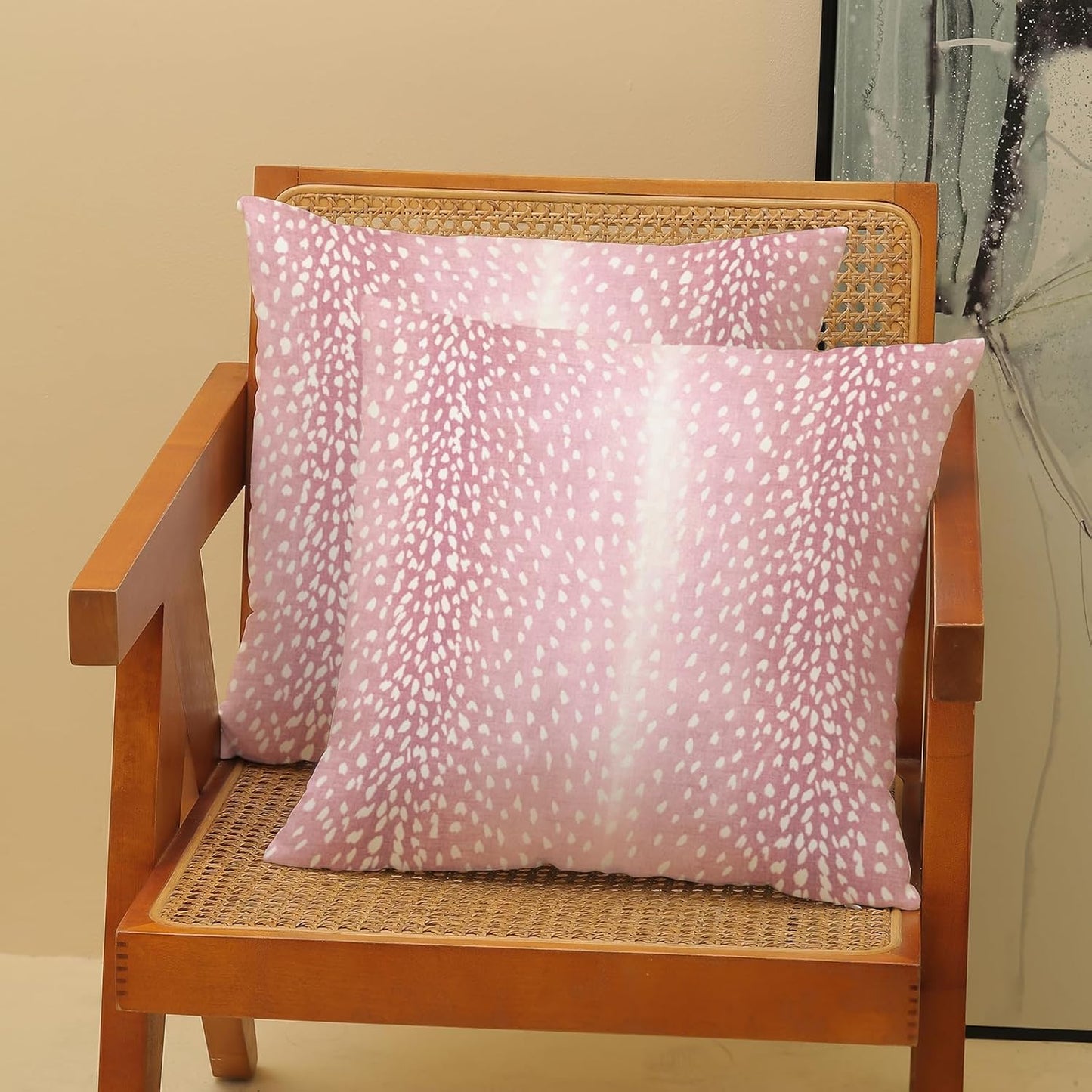Pink Sage Green Pillow Covers 18x18 Inch 2 Pcs Boho Preppy Polka Dots Striped Decor Throw Pillows Modern Geometric Outdoor Farmhouse Decoration Pillowcase Linen Cushion Cover for Couch Sofa