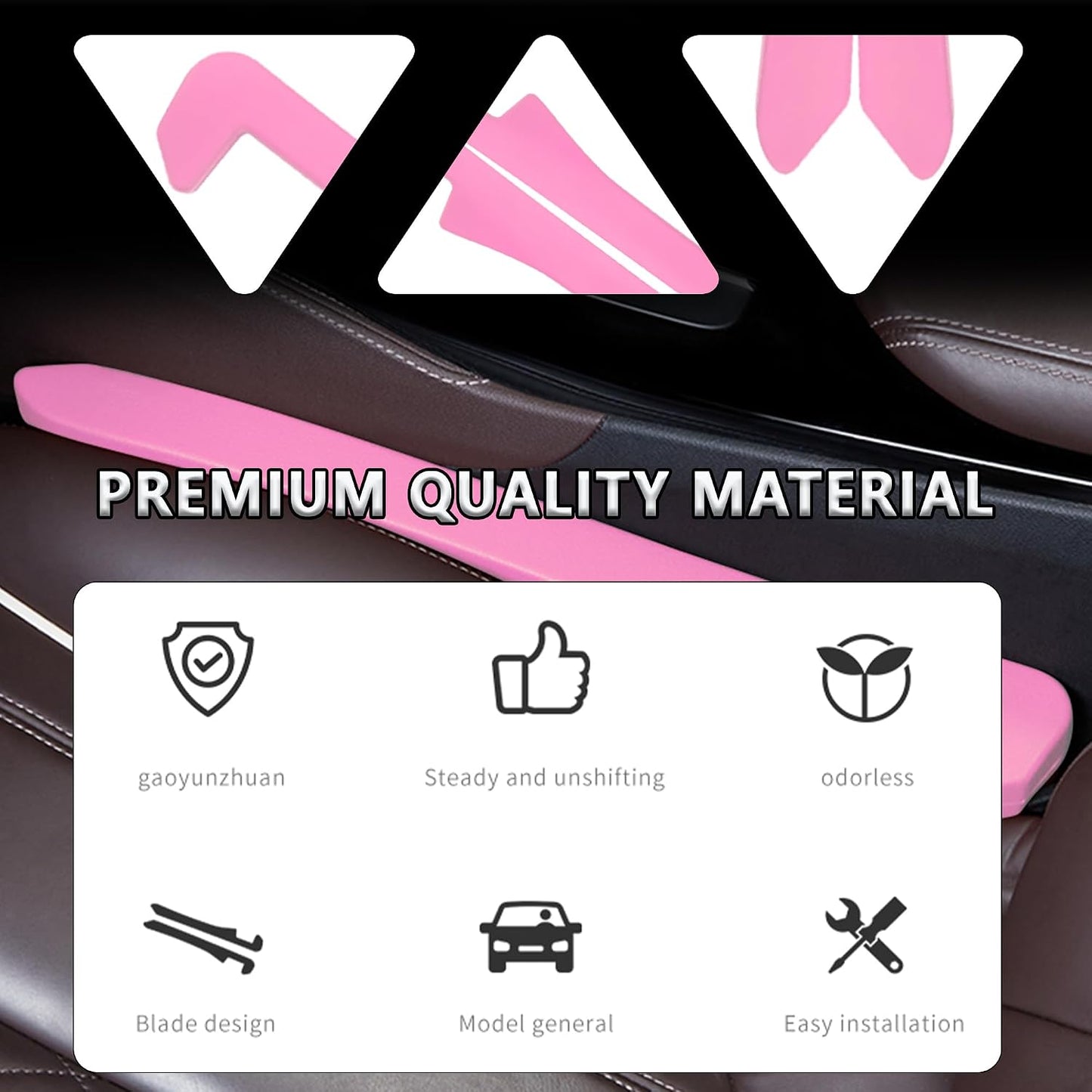 Junecarp Car Seat Gap Filler 2 Pack,Car Gap Filler Organizer to Impede Items from Dropping,Essential Interior Car Accessories Seat Gap Plug (Pink)