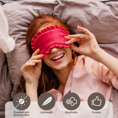 uxcell 2 Pcs Silk Sleep Masks, Soft Satin Eye Protection Block Light Mask, Block Light Eye Sleep Cover with Adjustable Straps, Unisex for Nighttime Sleeping, Travel Nap, Pink