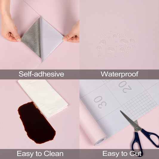 Abyssaly Pink Wallpaper Light Pink Contact Paper Solid Color Peel and Stick Wallpaper Self Adhesive Removable Wall Paper for Furniture Wall Covering Girls Bedroom Decor 15.7 in ×118 in