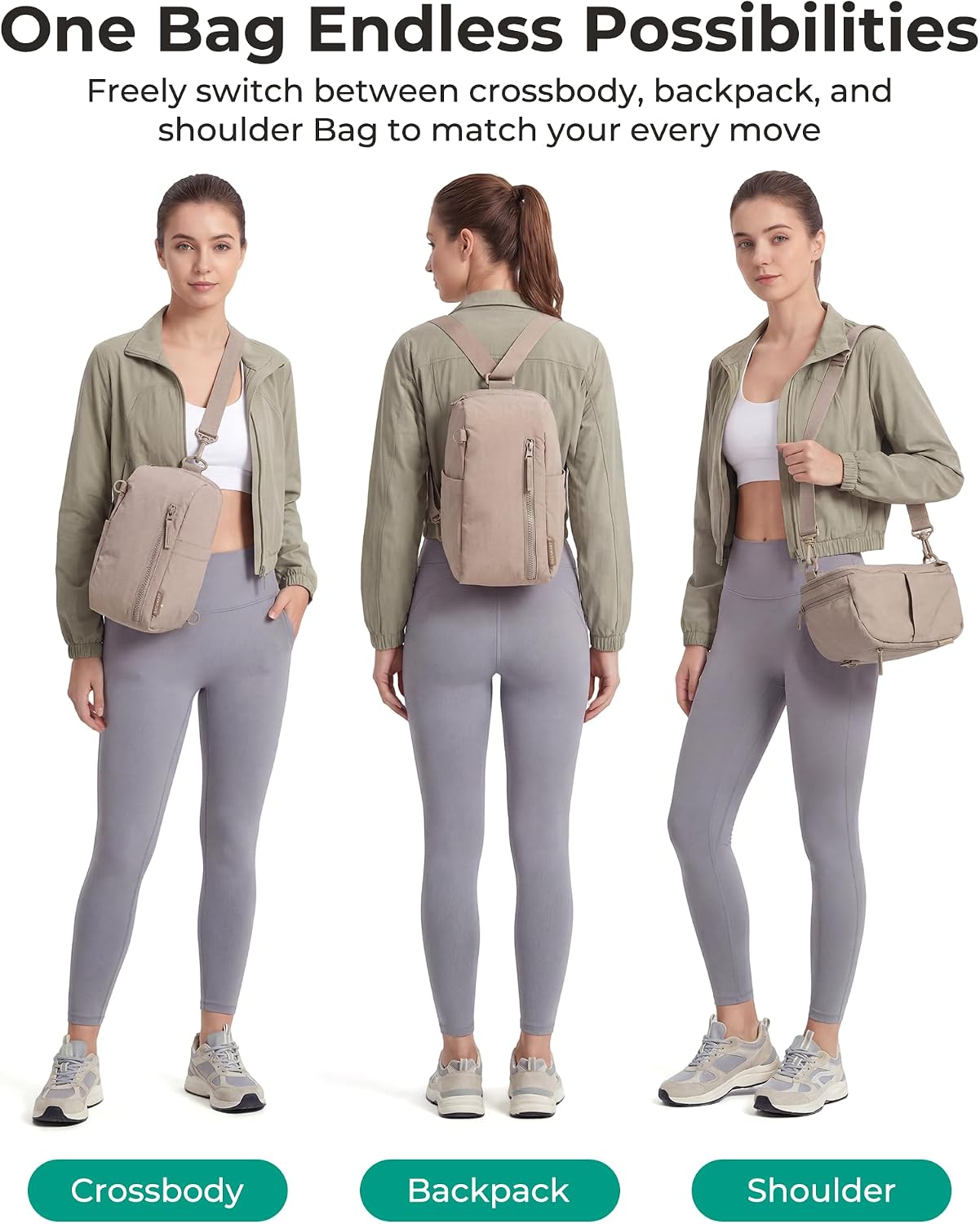 BAGSMART Small Sling Bag for Women, Fast Track Crossbody Bag Mini Backpack purse for Daily Travel Gym