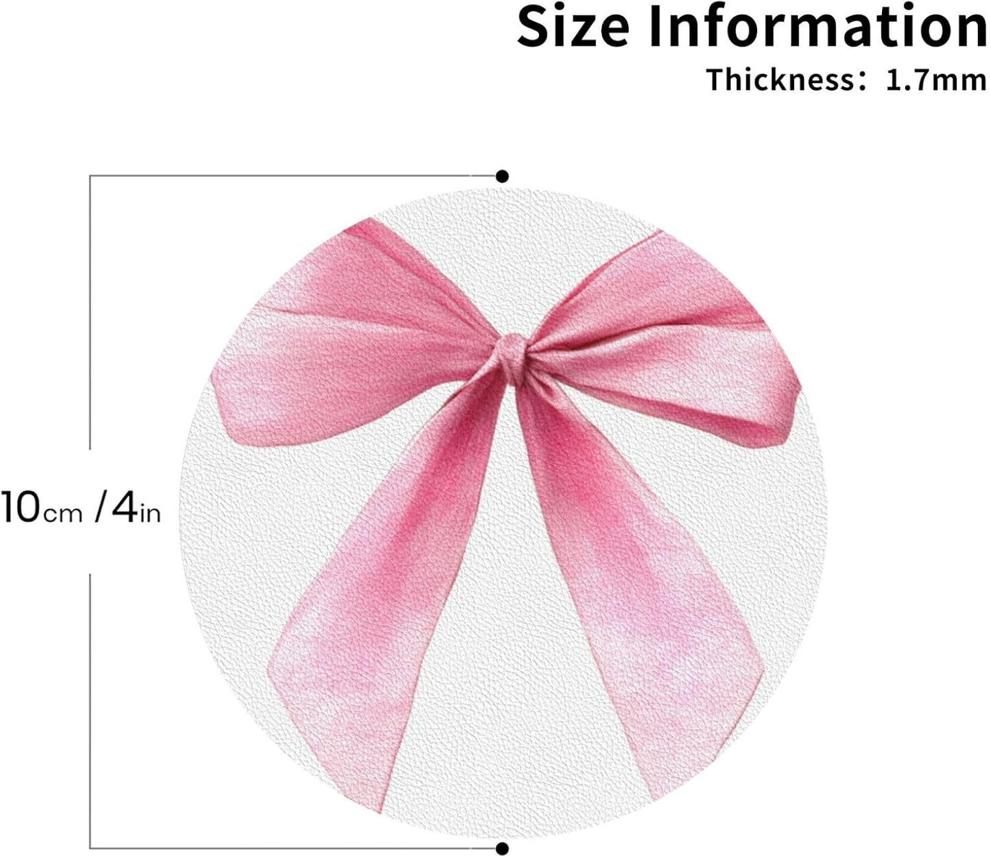 Watercolor Light Pink Coquette Bow Drinks Coasters Set of 4 Leather Drink Coasters for Tabletop Protection Heat Resistant Bar Cup Mat Pad