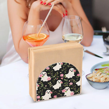 Ghost Pink Rose Pattern Napkin Holder for Table Kitchen Decor Acrylic Paper Napkin Holders for Tissue Dining Room Indoor Outdoor Party Holiday Accessories