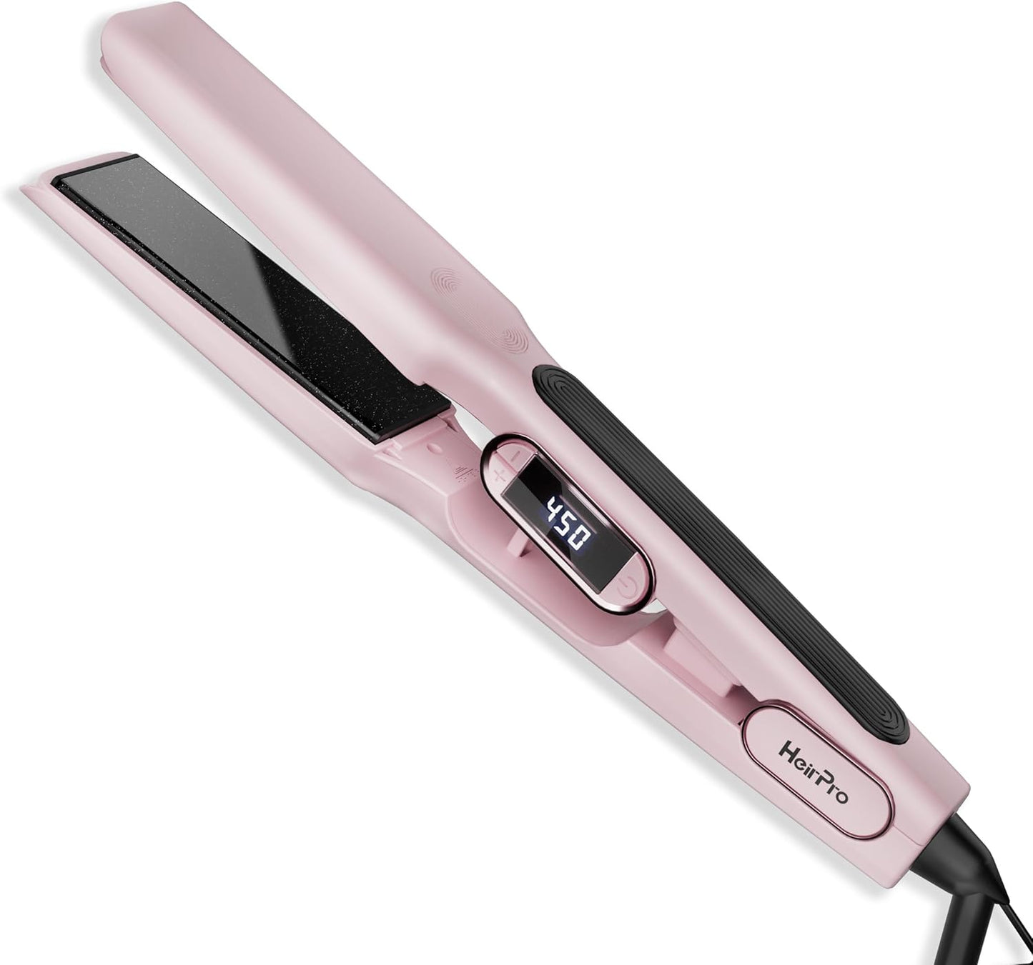 Ceramic Flat Iron Hair Straightener with 3D Floating Plate,Hair Iron Straightener with 15 Temps for Thick Hair | Ergonomic Silicone Handle | LCD Display | Dual Voltage (Light Pink)