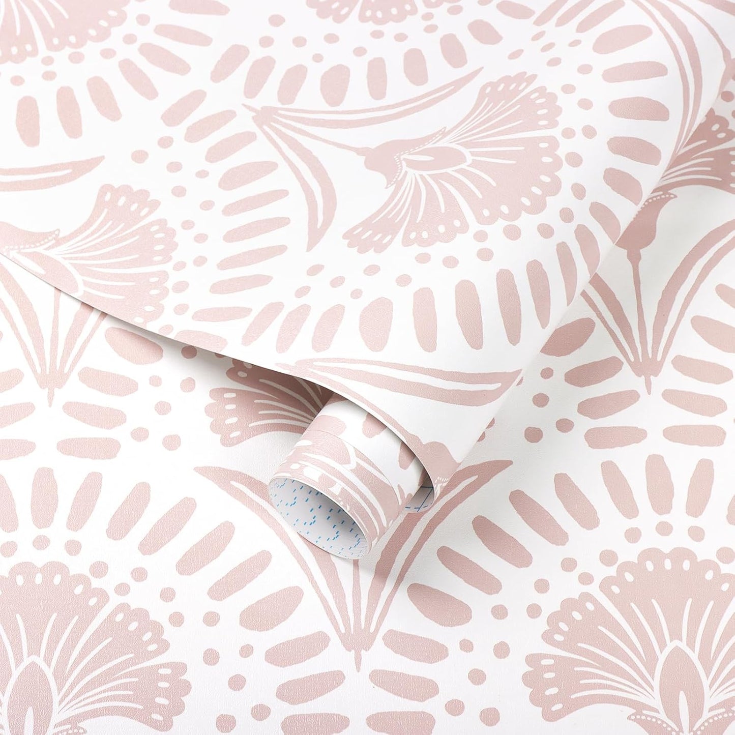 Timeet 17.7 in × 78.7 in Boho Peel and Stick Wallpaper Pink Floral Contact Paper White Pink Flower Wallpaper Removable Self Adhesive for Cabinet Bathroom Waterproof
