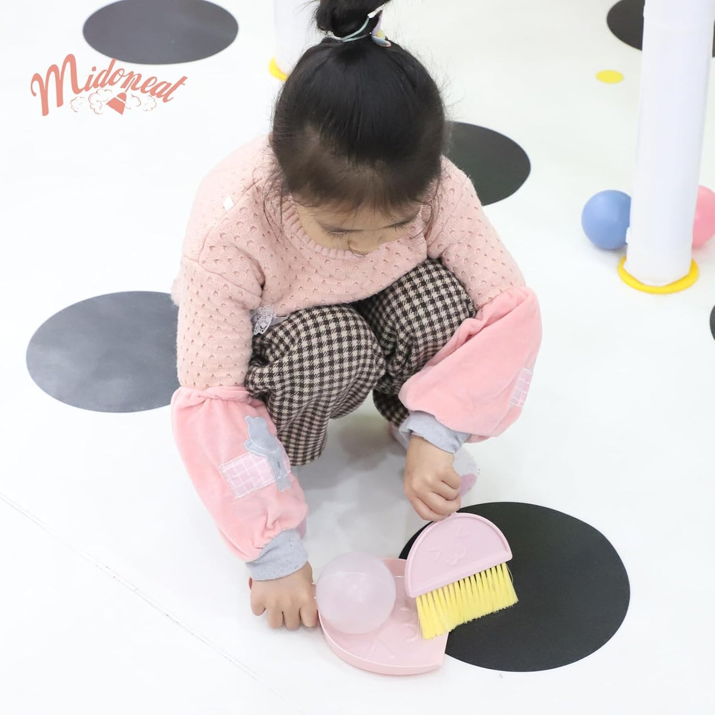 Midoneat Kids Cleaning Toy Set, Mini Child Broom, Mop and Dustpan, Little Housekeeping Helper Set ,Pretend Home Cleaning Play Set for Toddler Age 1-5,6pcs (Pink)