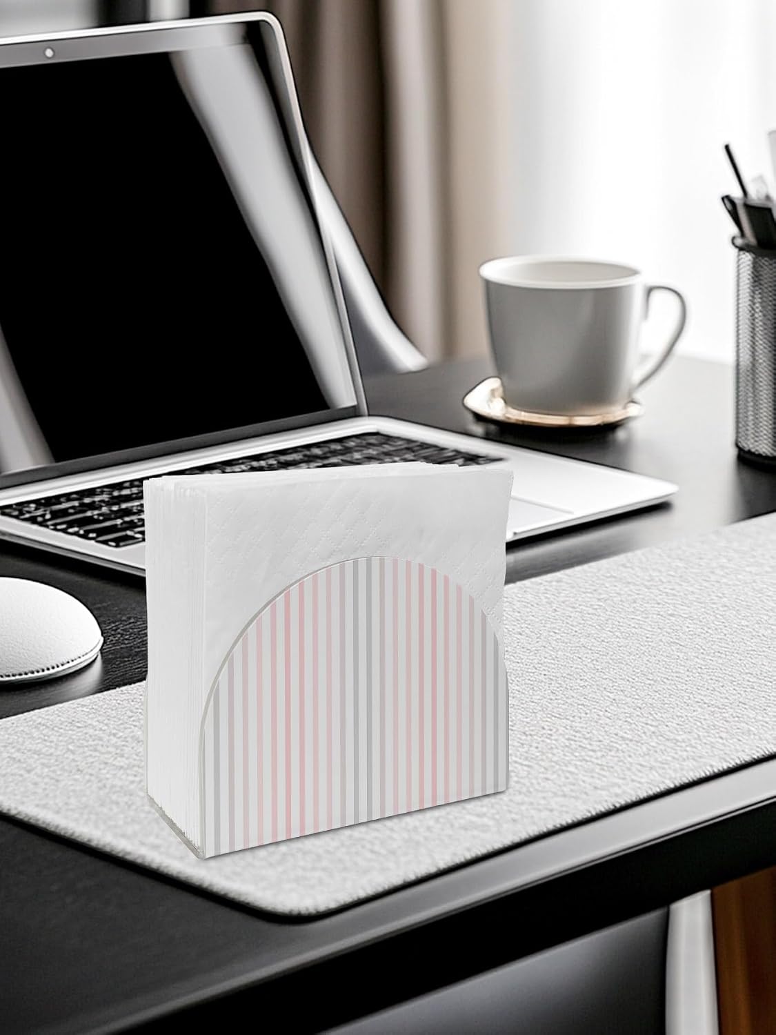 Napkin Holder Pink Vertical Stripes Standing Napkin Dispenser Tissue Organizer 1 Pack Ombre Pinstripes Parallel Lines Acrylic Paper Napkin Holders for Table Kitchen Dining Cocktail Party Cafe Bathroom