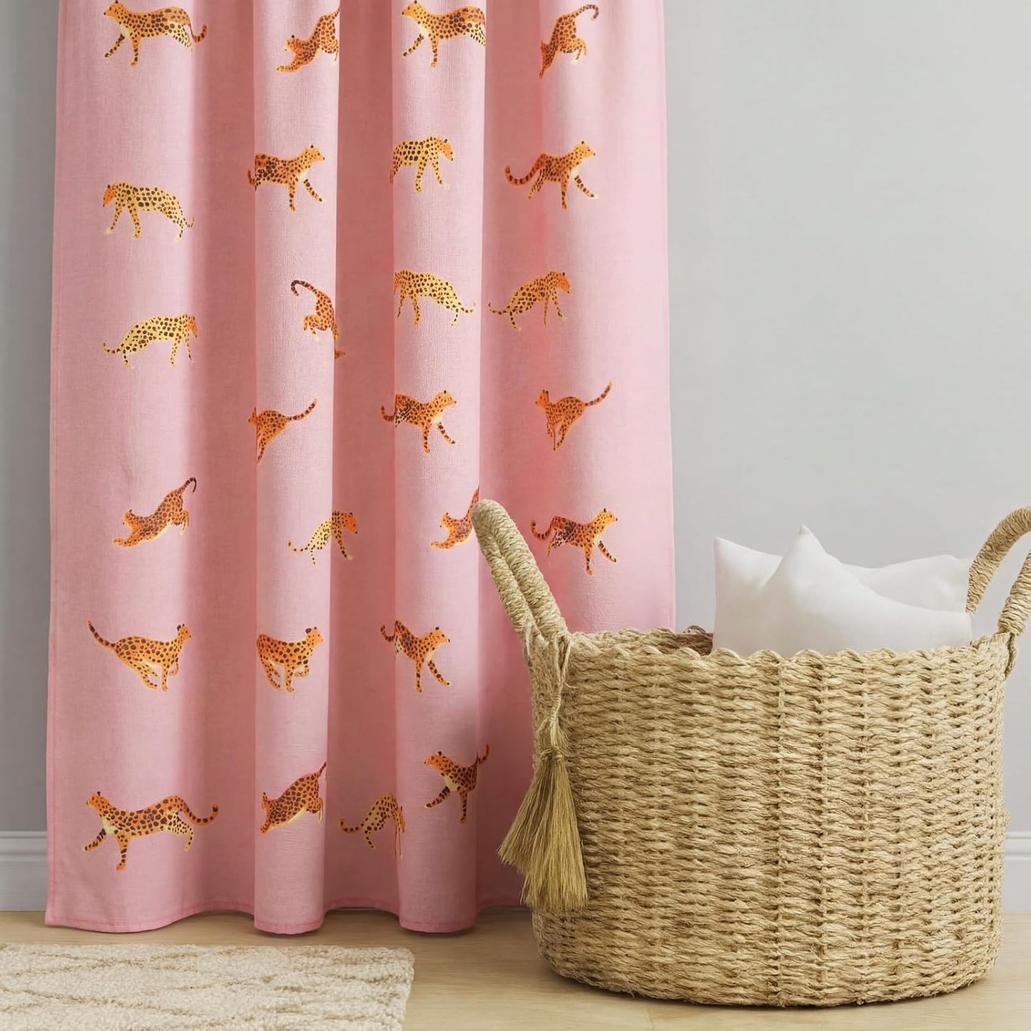 Mindsoft Leopard Shower Curtain for Bathroom 72 x 72 Inch Pink Tropical Animal Print Cotton Curtain with 12 Metal Hooks Waterproof Bathroom Decoration for Home Cheetah Trendy Style Bath Accessories