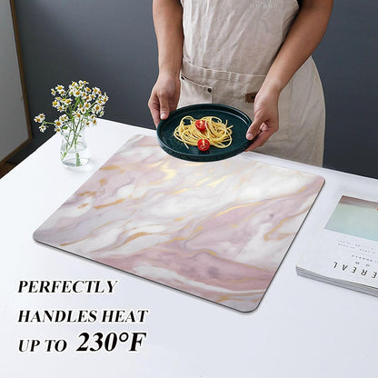 Pink Marble Dish Drying Mat for Kitchen Counter Absorbent Microfiber Small Drying Pad Dish Mats for Kitchen Countertops 15.7x11.8 Inch