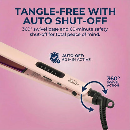 Cortex Beauty Flat Iron Hair Straightener 1 Inch | Professional Ceramic Coated Plates Flat Iron for Smooth, Shiny, Frizz-Free Hair, Fast Heating, One-Pass Styling Results, Salon Quality Finish (Pink)