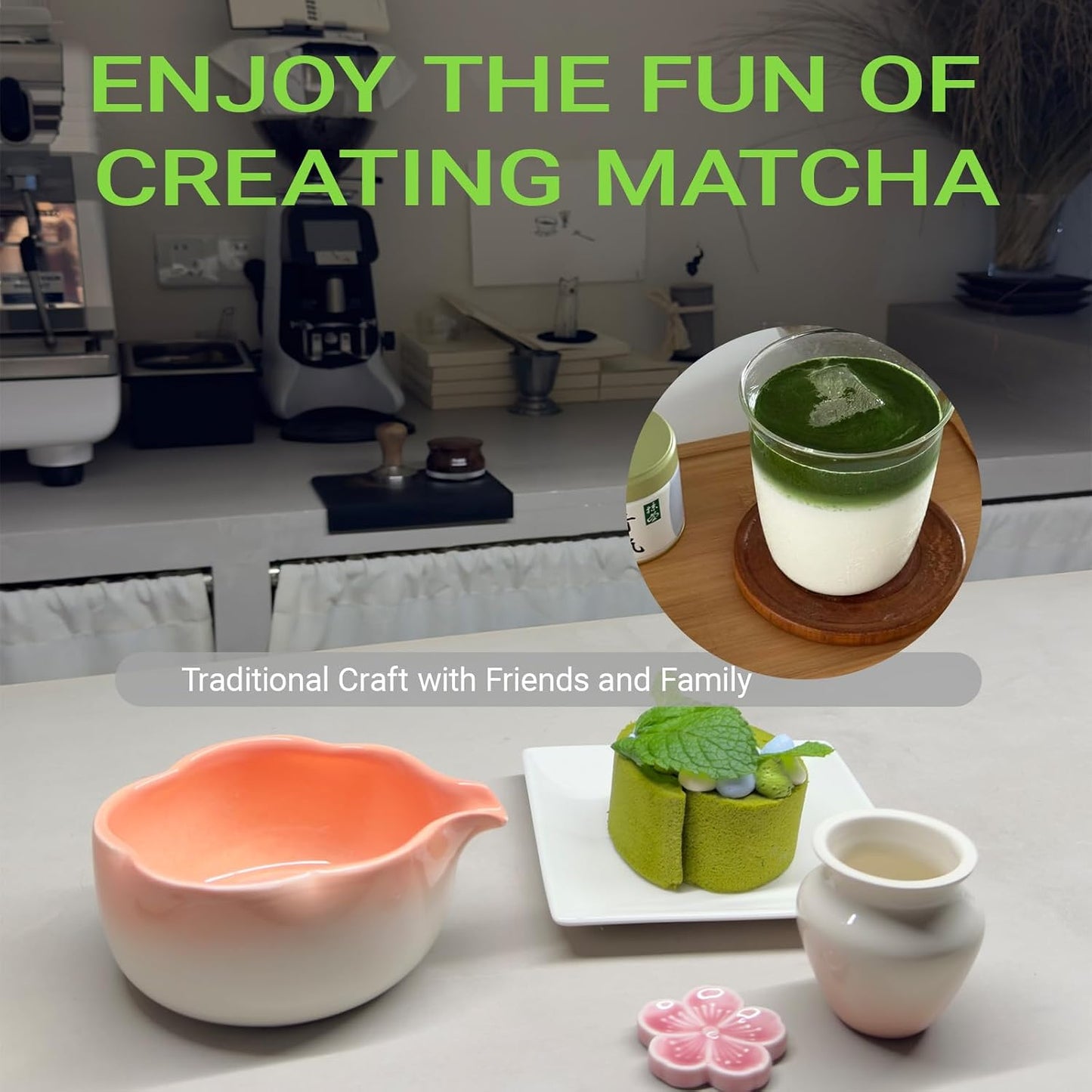 3 Matcha Sets, Bowl with Holder, Whisk Set, Matcha Kit, Sakura Pink, Perfect for Enthusiasts, Gift-giving, Gift