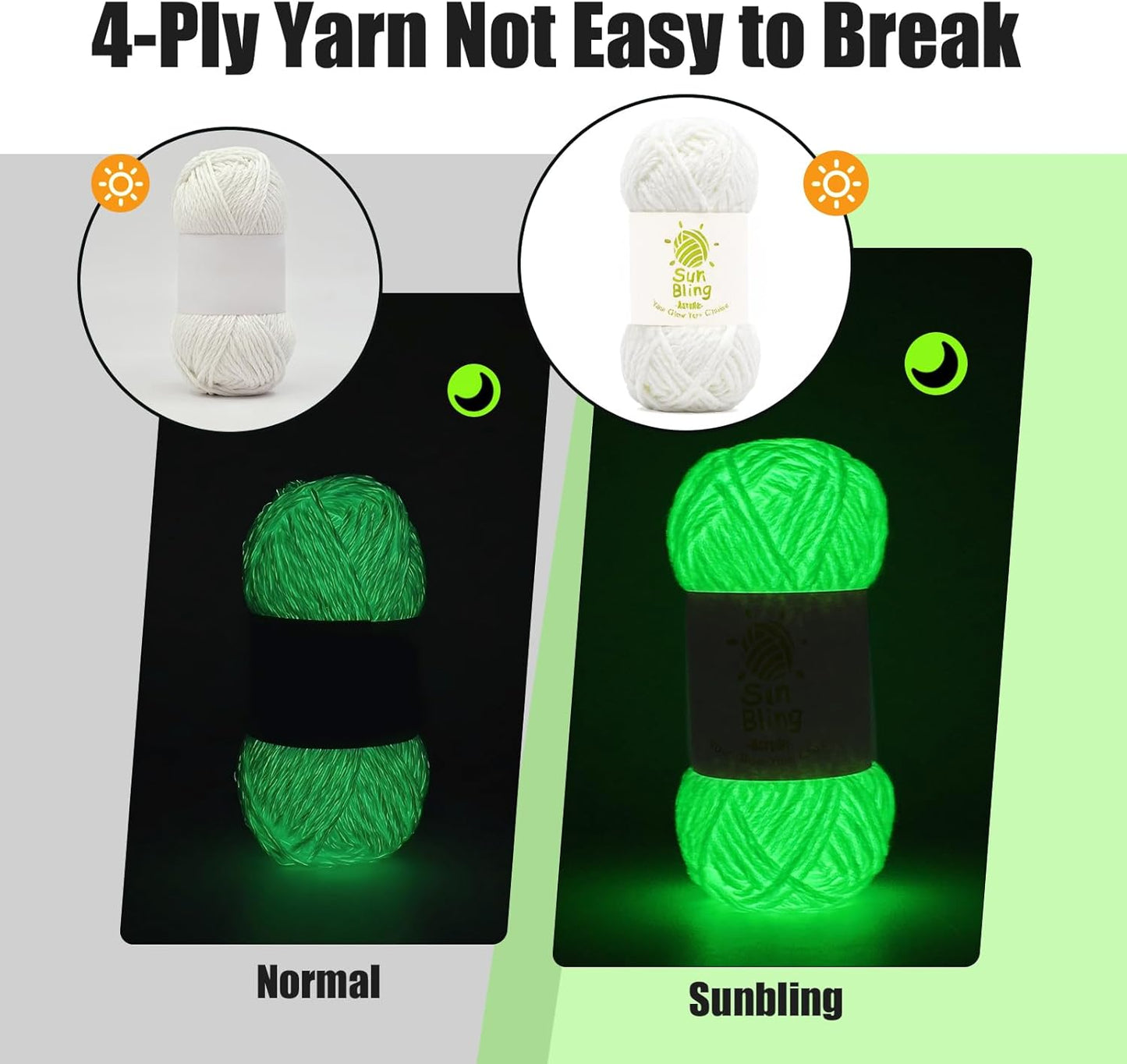 Crochet Yarn Glow in The Dark, SunBling Luminous 3 Pack of 5.29Oz/230Yards Acrylic Yarn for Handicraft Knitting, Light#3 Worsted Yarns Ideal for Beginners Adults, DIY Birthday Gifts for Women (Peach)