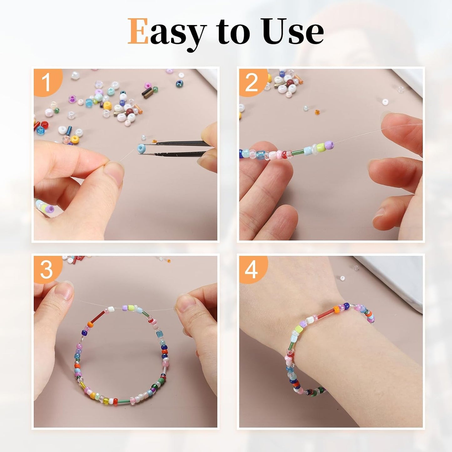 uxcell 1Set Glass Seed Beads, 1.5-4.5mm Small Embroidery Bugle Beads Assorted Tube Bead Loose Kit for Jewelry Making DIY Craft Beading Bracelets Necklace Earring (Peach)