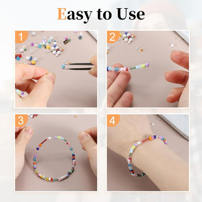 uxcell 1Set Glass Seed Beads, 1.5-4.5mm Small Embroidery Bugle Beads Assorted Tube Bead Loose Kit for Jewelry Making DIY Craft Beading Bracelets Necklace Earring (Peach)