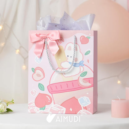 AIMUDI Baby Pink Satin Ribbon Bows 3.5" Light Pink Pretied Twist Tie Bows for Treat Bags Cake Pop Gift Wrapping Basket Wedding Favors Cookie Candy Bagging Baby Shower - 50 Counts