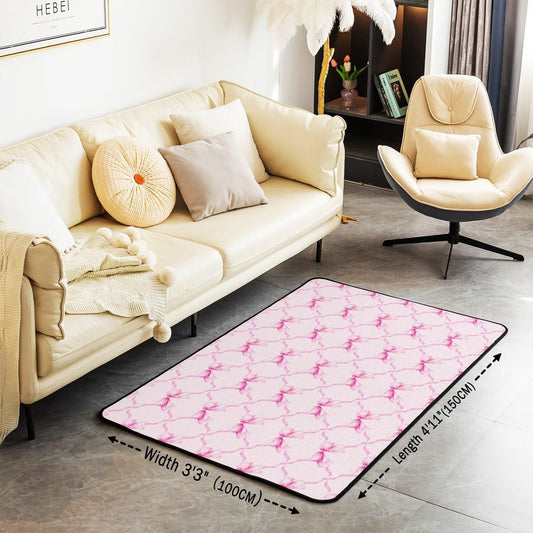 jejeloiu Peach Pink Bow Indoor Floor Mat Watercolor Bow Living Room Rugs for Kids Boys Girls Teens Coquette Bows Accent Rug Area Rug 3x5 Cute Bowknot Decorative Rug