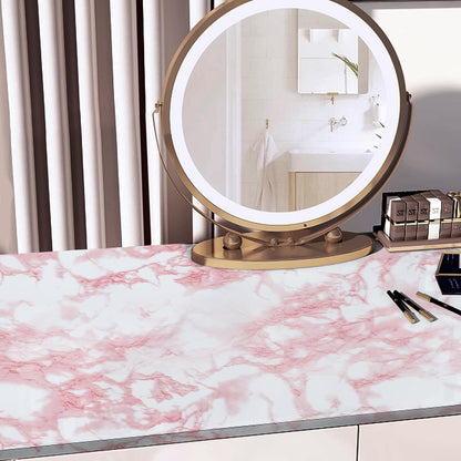 Abyssaly Glossy Marble Contact Paper for Countertop White/Pink Granite Peel and Stick Wallpaper Waterproof Self-Adhesive Removable Wall Paper of Kitchen Bathroom Vinyl Roll 15.7"×118"
