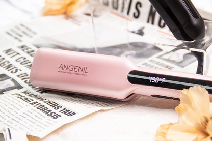 ANGENIL Ceramic Flat Iron Hair Straightener - 1.6inch Straightening and Curler 2 in 1,Professional Hair Iron Flat for Women Shinier&Smoother Hair,LCD Display,30s Fast Heating