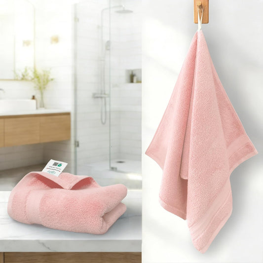 VOOVA & MOVAS Light Pink 100% Cotton Hand Towels Set of 2 with Hanging Loop (13"x29") - Lightweight, Quick Dry & Soft, Hotel Spa Quality Face Towel Set, Essential for Bathroom, Dorm, Travel & Gift