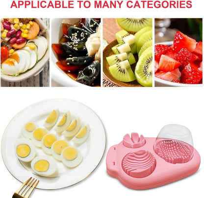 3 Slice Modes Egg Slicer for Hard Boiled Eggs, Stainless Steel Egg Cutter, 3-in-1 Kitchen Chopper Tool, Pink