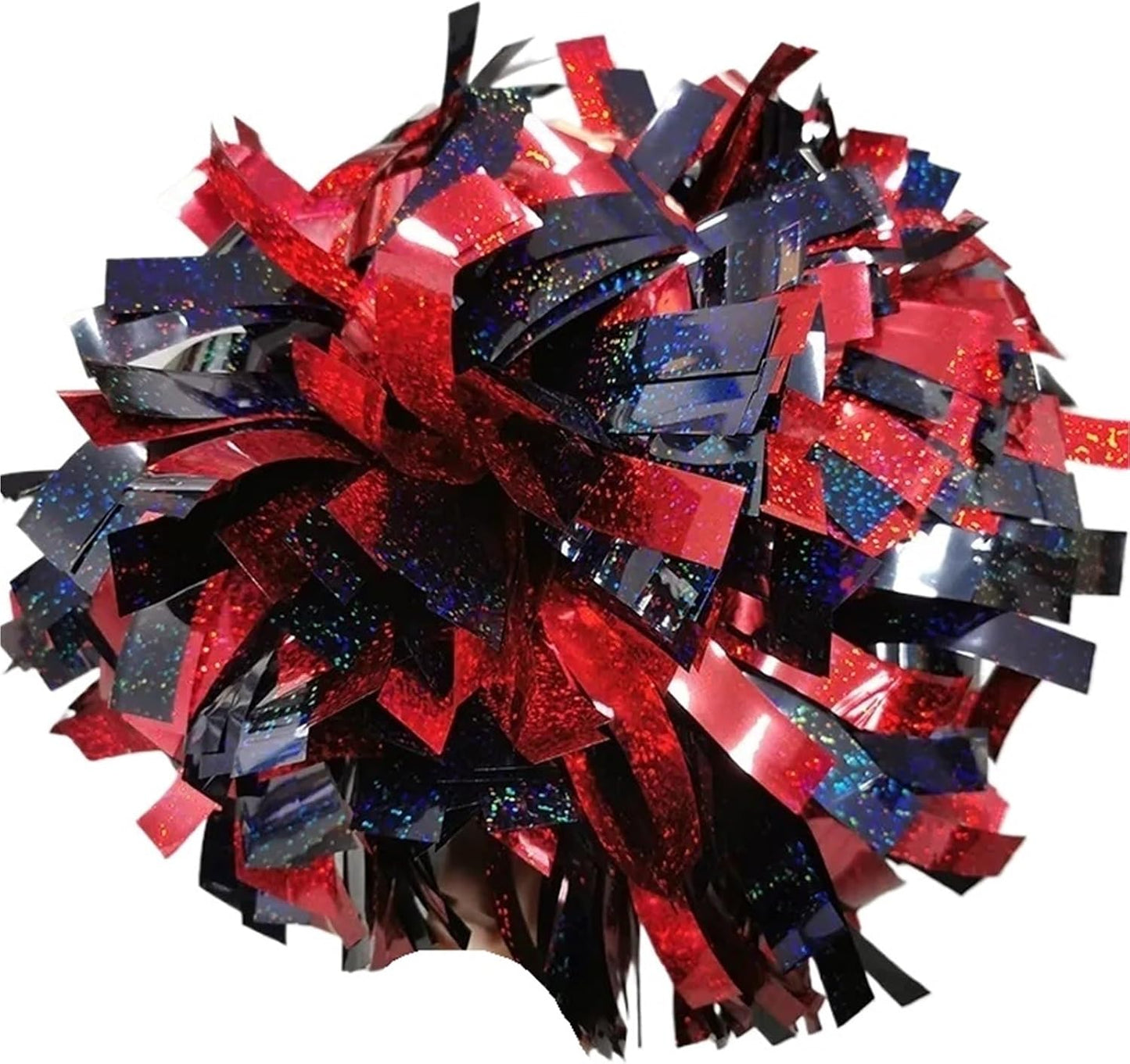 1piece,Cheerleader Baton Handle Pom Pom Metallic Black, Metallic Silver, Mixed Red for Cheering Party