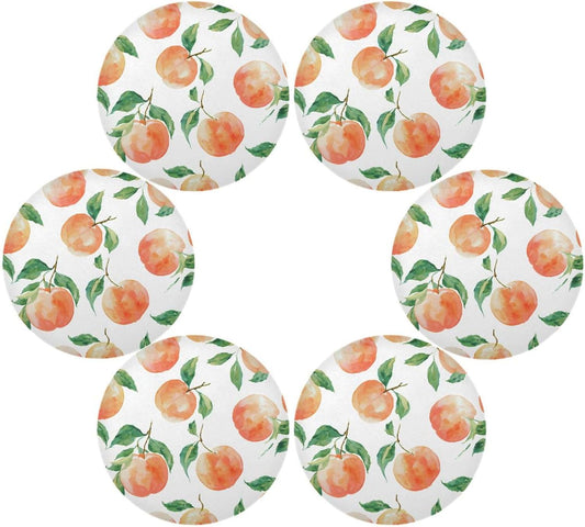 susiyo Round Placemats Set Peach Watercolor Pattern 6 Pcs Fabric Table Mats for Dining Table