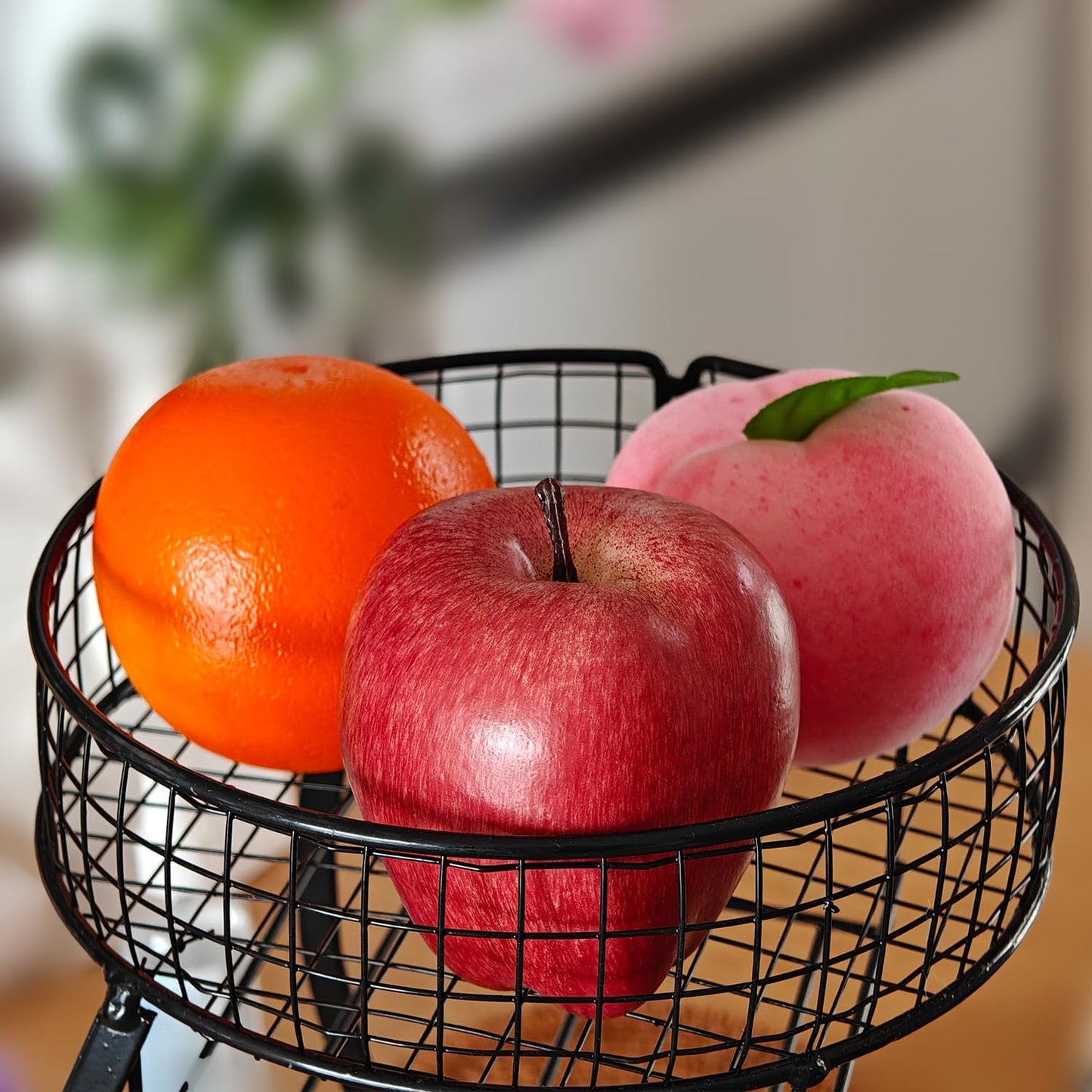 Fake Fruit Magnet Set – 3Pcs Realistic Orange, Apple & Peach Faux Fruits Decoration for Refrigerator, Home, Kitchen, Party, Wedding, & Photography Props