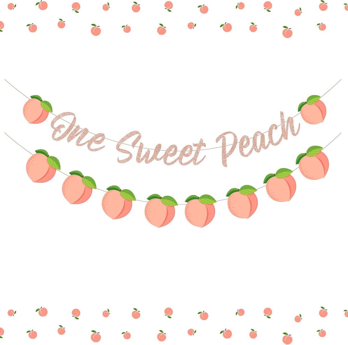 One Sweet Peach Birthday Banner One Sweet Peach Birthday Decorations Glitter Peaches Party Banner for 1st Birthday Decorations for Girls, Baby Shower, First Bday Peaches Party Decoration