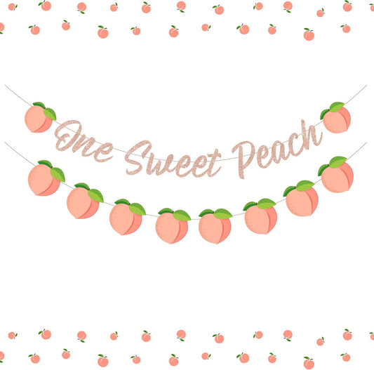 One Sweet Peach Birthday Banner One Sweet Peach Birthday Decorations Glitter Peaches Party Banner for 1st Birthday Decorations for Girls, Baby Shower, First Bday Peaches Party Decoration