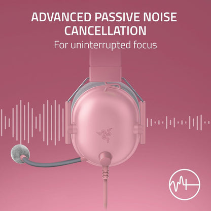 Razer BlackShark V2 X Xbox Gaming Headset: 50mm Drivers - Cardioid Mic - Lightweight - Comfortable Noise Isolating Earcups - for Xbox Series X, Series S, PS5, PC, Switch via 3.5mm Jack - Quartz Pink