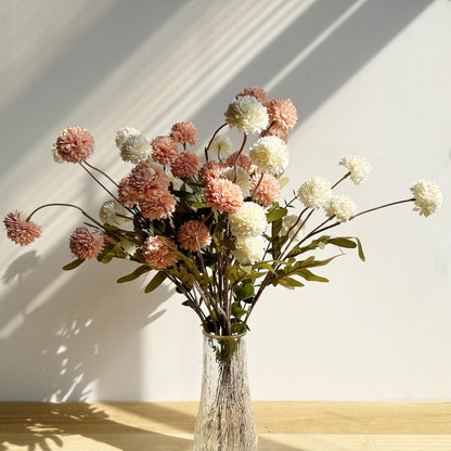 10pcs Faux White & Pink Kiku Flowers, 5 Heads Each Stem & 4 Branches Eucalyptus Stems, Artificial Small Mini Chrysanthemum Flowers for Aesthetic Room Decor, Floral Arrangements Centerpiece