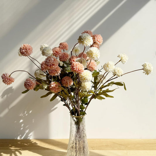 10pcs Faux White & Pink Kiku Flowers, 5 Heads Each Stem & 4 Branches Eucalyptus Stems, Artificial Small Mini Chrysanthemum Flowers for Aesthetic Room Decor, Floral Arrangements Centerpiece