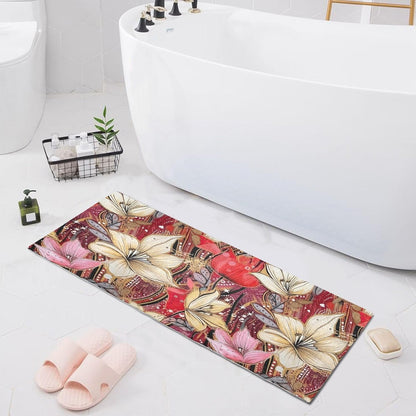 J JOYSAY Flowers Floral White Pink Bathroom Rug Mat Soft Absorbent Bath Rug Carpet Non Slip Quick Dry Bath Mats for Bathroom Shower Bedroom Living Room Kitchen 39"x20"