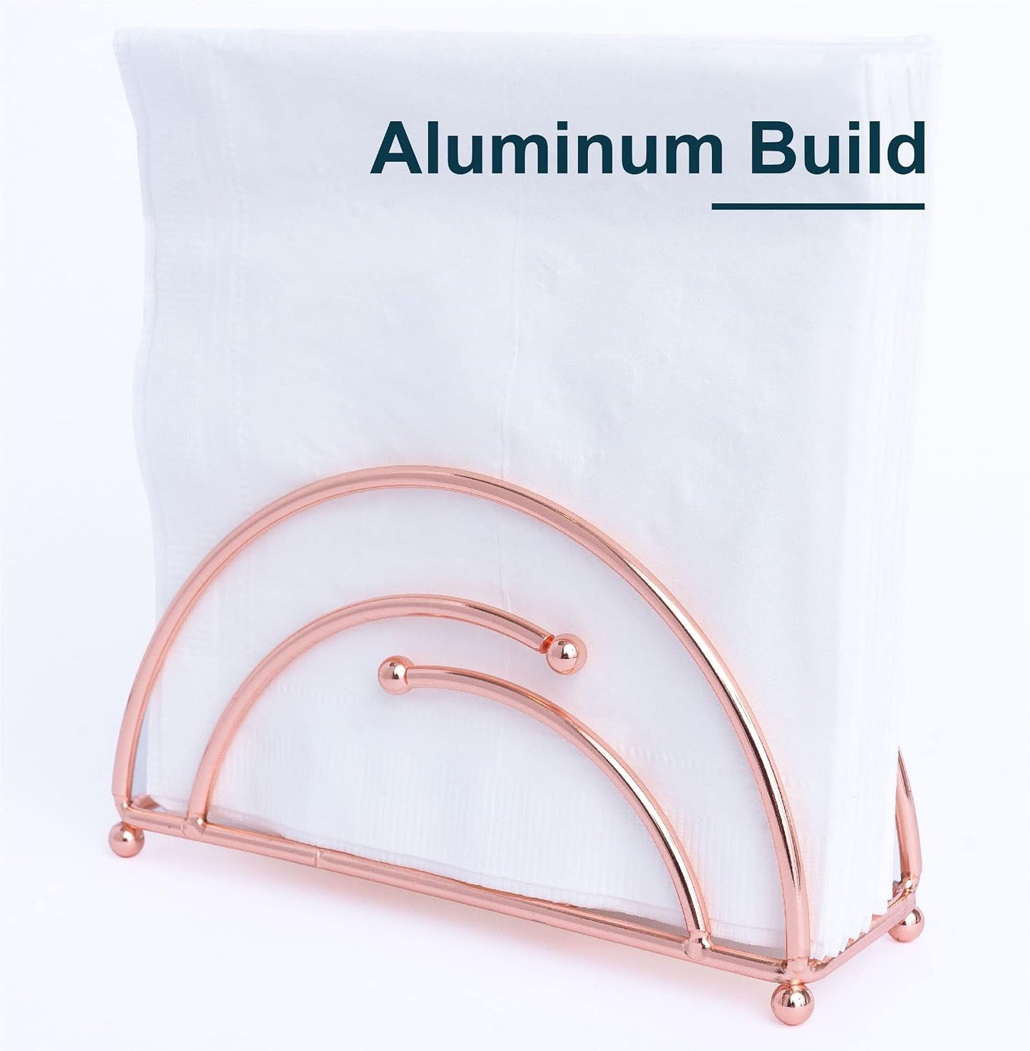 Modern Napkin Holder for Tables - Half Circle - Rose Gold - Tabletop - Free Standing Napkin Holder by Museo