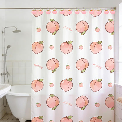 Whaline 12Pcs Peach Shower Curtain Hooks Decorative Shower Rod Rings Cute Fruit Resin Curtain Hanger Hooks for Summer Living Room Bedroom Bathroom Decor